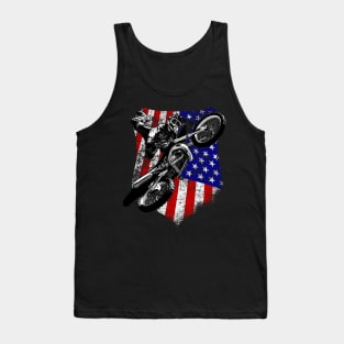 Motocross Dirt Bike American Flag Tank Top